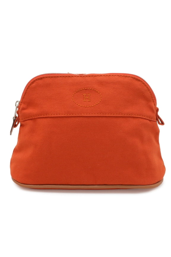 Pre-Owned HERMES Bolide Pouch 20 Handbag Multi-purpose Canvas Leather Red Orange