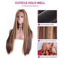 thumbnail image 5 of PENGXIANG Long Straight Brown Mixed Blonde Synthetic Wigs for Women Middle Part Highlights, 5 of 5