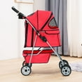 thumbnail image 3 of YRLLENSDAN Pet Gear Dog Stroller Small Dogs, Folding Cat Stroller with Cup Holders 4 Wheel Pet Strollers for Small Dogs Puppy Stroller Travel Carrier Dog Stroller for Medium Dogs, Red, 3 of 7
