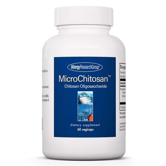 Allergy Research Group MicroChitosan Supplement - Chitosan, Chitosan Oligosaccharide, Cleansing Support Binder, Enhanced Detoxification, 1800mg Vegetarian Pills - 60 Count