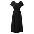 thumbnail image 4 of Sngxgn Women's Casual Fall Dresses Long Sleeve Wrap V Neck High Low Ruffle Dress(Black,XXL), 4 of 5