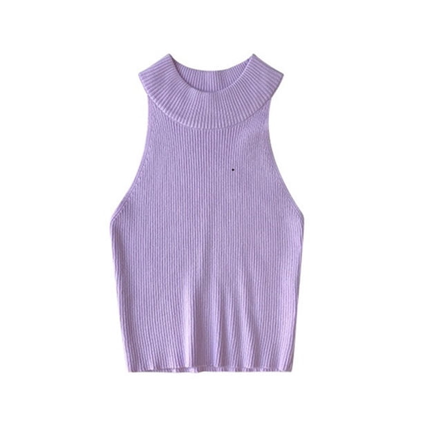 Minnieouse Chaleco Casual moda femenina sólido sin mangas Sexy chalecos transpirable alta elasticidad camiseta sin mangas ropa mujer Prendas para la parte del cuerpo Púrpura
