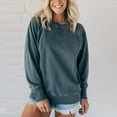 thumbnail image 3 of Women's Hoodless Sweatshirt Ribbed Pocket Pullover Long Sleeve Top for Autumn and Winter Loose Fit, 3 of 3