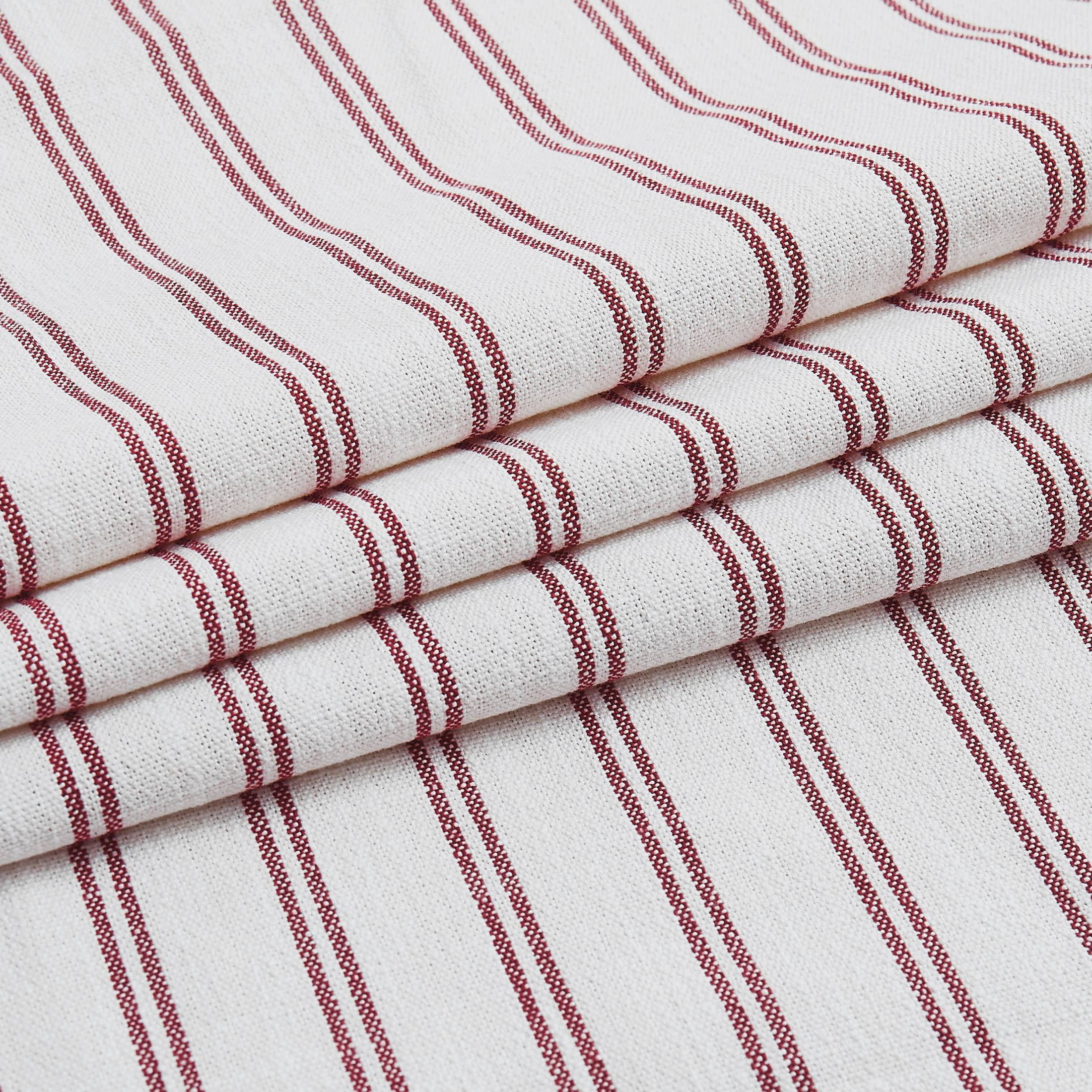 AZZCIA Red Striped Linen Semi Sheer Grommet Curtain Panels, 2 Panels, 40"W x 95"L