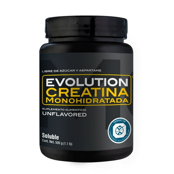 Monohidrato de Creatina Evolution Nutraceutical Bote Natural Soluble 500 Gramos Sin Sabor