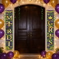 thumbnail image 5 of Mardi Gras Decorations Set Mardi Gras Porch Sign Welcome Banner Hanging Decoration for Indoor/Outdoor Front Door Home Carnival Masquerade Party Supplies Decor, 5 of 6
