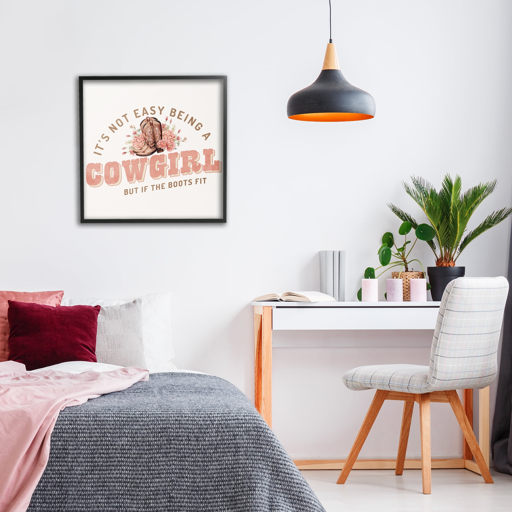 Not Easy Being Cowgirl Black Framed Giclee Art, design by Kim Allen