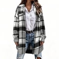 thumbnail image 5 of Perfectbot Women's Long Plaid Flannel Shacket Wool Blend Long Sleeve Casual Fall Jacket, 5 of 7