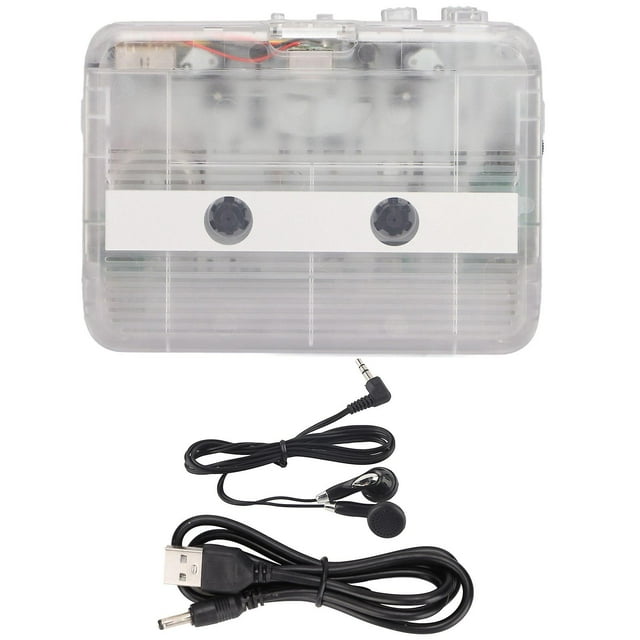 TON007B Portable Cassette Players Mini Stereo Bluetooth Cassette Playing Equipment with 3.5 mm Jack for Speakers CarsTransparent