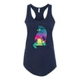 thumbnail image 2 of Neon Beach Sunset Cat California Vibes | Womens Animal Lover Jersey Racerback Tank Top, Navy, Small, 2 of 4