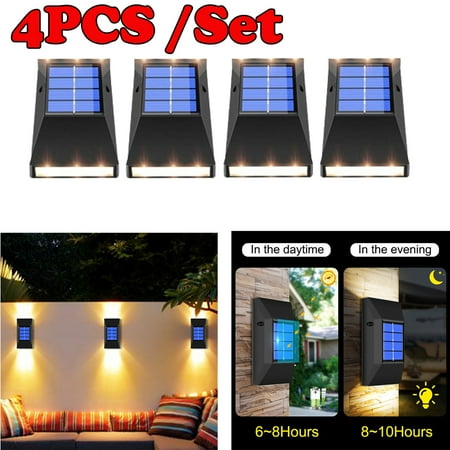 

4PCS Solar LED Outdoor Wall Light Waterproof Garden Light Solar Wall Light for Fence Garden Decoration Stair Lighting