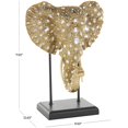 thumbnail image 3 of 13" x 8" Gold Resin Beaded Elephant Sculpture with Rhinestone Accents and Black Metal Stand, by DecMode, 3 of 9