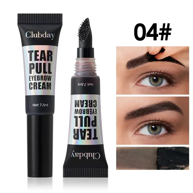 Crema de Gel para cejas despegable duradera con peine, tatuaje de cabeza de dientes, tinte negro y marrón, maquillaje resistente al agua, cosméticos potenciadores de cejas
