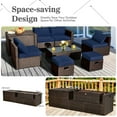 thumbnail image 2 of Costway Ensemble de 8 Pcs en Rotin d'Extérieur avec Coffre de Rangement, Table en Verre Trempé, 2 Ottomans, 2 of 10