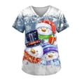 thumbnail image 5 of Uniforme de trabajo de enfermera con estampado navideño y cuello en V para mujer, camiseta de moda para mujer, camisetas divertidas de manga corta, ropa de trabajo, camiseta con bolsillo, 5 of 5