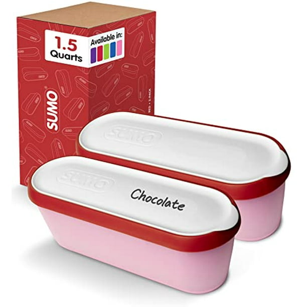 Sumo Ice Cream Containers for Homemade Ice Cream - 15 Quart, Reusable Freezer Storage (2 Containers, Red)