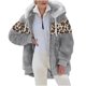 thumbnail image 2 of Puntoco, chaqueta informal de manga larga con capucha y cremallera de felpa con estampado de leopardo para mujer, chaqueta de retazos de Color sólido, prendas de vestir, abrigo, liquidación Puntoco Puntoco-2601, 2 of 5