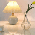 thumbnail image 1 of USB Retro Pleated Bedside Lamp Table Cute Desk Lamp for Bedroom Girl Princess Bed Lamp Deco Ceramic Base LED Light, 1 of 7