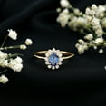 thumbnail image 6 of Rosec Jewels Handcrafted Oval Created Blue Sapphire Diamond Halo Ring - Princess Diana Inspired Blue Sapphire Engagement Ring (AAAA Grade), 14K Yellow Gold, US 3.00, 6 of 9