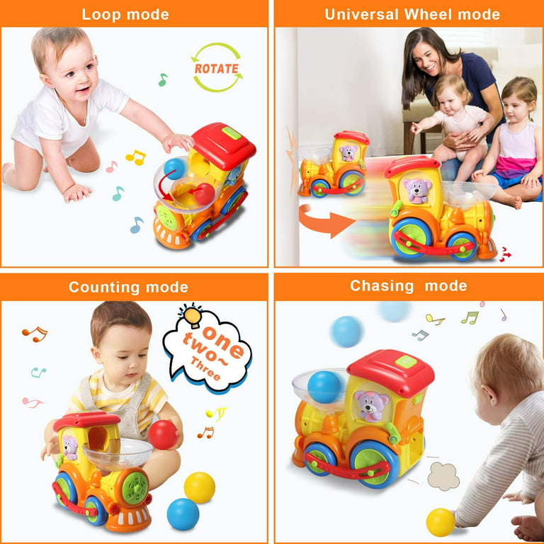 baby toys 12-18 months old toys are suitable for 1 year old boys drop and  forward train ball Popper toys, suitable for toddlers with 3 balls,  light/speaking/music early education gift toys 