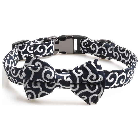 Yidarton Tang Grass Color Pet Collar Bow Buckle Dog Collar Semi-metal Buckle Medium And Large Dog Lettering navy blue 2.0*30~45cm