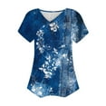 thumbnail image 6 of JTZGDY Womens Summer Short Sleeve T-Shirts Cute Floral Printed Button Wrap Cross V Neck Graphic Tunic Tops Trendy Business Work Blouse Blue#04 L, 6 of 6