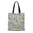 thumbnail image 1 of ASHLEIGH Canvas Bag Resuable Tote Grocery Shopping Bags Taxi New York City Pattern Usa America Apple Broadway Building Tote Bag, 1 of 1