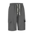 thumbnail image 5 of lnmuld Boys Shorts Boys Girls Stretch Chino Twill Jogger Shorts with Drawstring Waist and Multiple Cargo Pockets for School Size：5-6 Years, 5 of 9