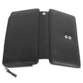 thumbnail image 2 of Cartera larga para hombre de piel sintética esmerilada retro multifuncional para teléfono, tarjetero, bolso de mano de negocios con cremallera y correa negra, 2 of 10