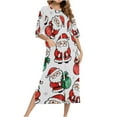 thumbnail image 4 of Women Christmas Nightgown Long Sleeve Sleepwear Loose Loungewear Soft Fleece House Dress Holiday Nightshirt, 4 of 7