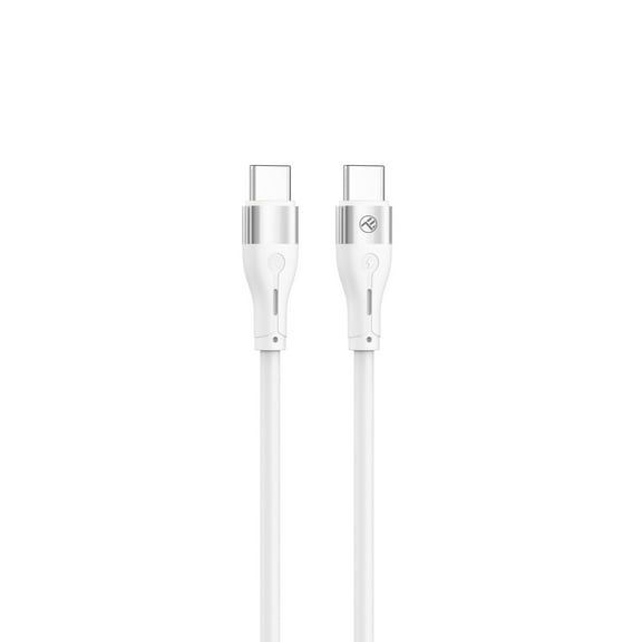TELLUR Silicone Type-C To Type-C cable, 3A, 1m, Compatible devices are that one with Type-C connector, White