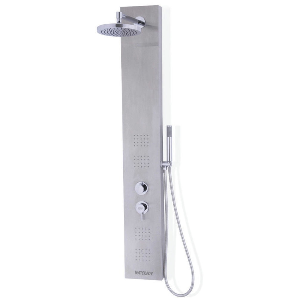 Finihen Shower Panel, Shower Panel Tower System, 55 Inch Brushed Stainless Steel Shower Panel with Hand Shower, Silver Finihen Shower Panel, Shower Panel Tower System, 55 Inch Brushed Stainless Steel Shower Panel with Hand Shower, Silver