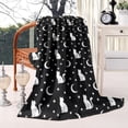 thumbnail image 2 of Black White Cat Moon Star Pattern Blanket,Comfortable Soft Flannel Throw Blanket,All Season,Warm Lightweight Blankets for Sofa Bed Couch Living Room Chair,60"x80", 2 of 4