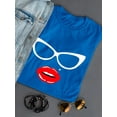 thumbnail image 3 of Cool Sunglasses And Red Lips Sexy Mole Women Royal Blue T-Shirt, Female Medium, 3 of 4