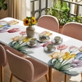 thumbnail image 3 of Colorful Tulips Floral Table Cloths for 8 Foot Rectangle Tables, Modern Art Watercolor Farmhouse Patio Waterproof Elastic Fitted Tablecloths, Washable Rectangular Table Cover for Camping, 3 of 8
