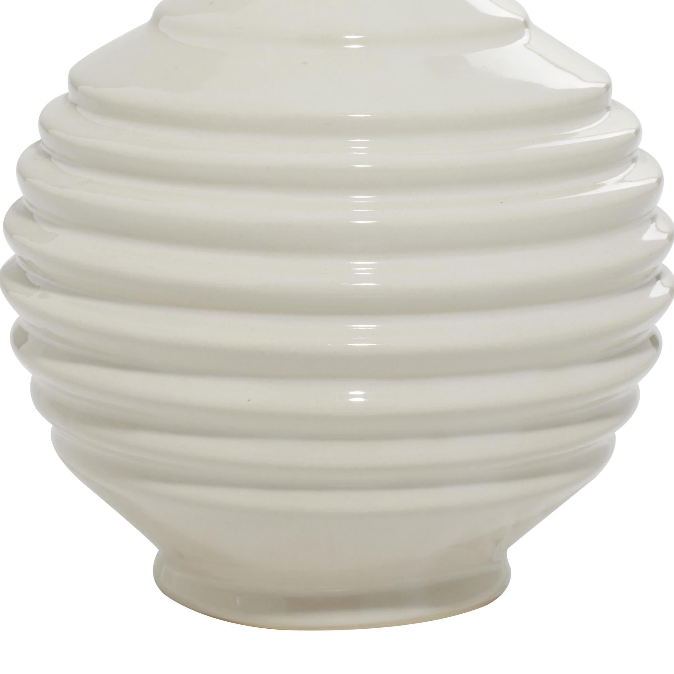 DecMode 6"W, 6"H White Ceramic Vase with Varying Patterns, Set of 3