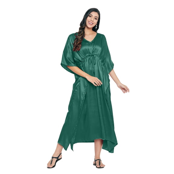 Oussum Womens Kaftans Satin Long Maxi Dress for Women Adjustable Size Caftans Plus Size Nightwear Evening Gown Beachwear Casual Dresses Online