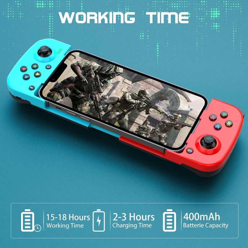Phone Controller for iPhone/Android Support Phone Case, Mobile Gaming Controller with Ergonomic Design - Wireless Gamepad for Cloud Gaming & PS Remote Play