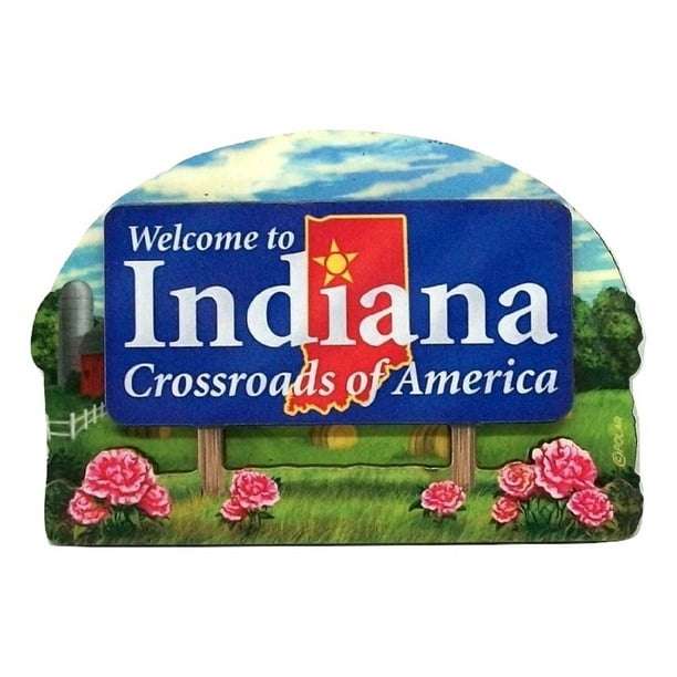 Indiana State Sign Artwood Fridge
