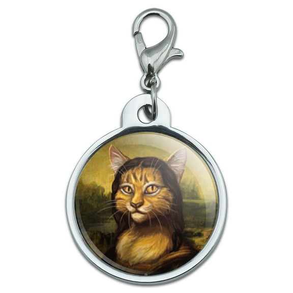 Meowna Lisa Cat Parody - Mona Lisa Leonardo da Vinci Small Metal ID Pet Dog Tag