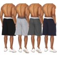 thumbnail image 4 of Essential Elements 4 Pack: Men's Brushed French Terry Casual Athletic Lounge Sleep Drawstring Shorts with Pockets Large, Set A, 4 of 4