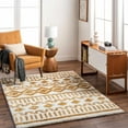 thumbnail image 2 of BoutiqueRugs Mustard Collection Tevy Boho Moroccan Geometric Shag Area Rug - High Pile Super Soft Rug for Living Room, Bedroom, Dining Room - Mustard, Dark Yellow, White - 6'7" x 9' (6x9 Area Rug), 2 of 8