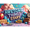 thumbnail image 4 of Colorful School Themed Banner with Apple Books Globe School Bus Awesome Things Start Here Text Party Decorations Backdrop for Classroom Celebrations School Events Photo Props Kids Parties, 4 of 4
