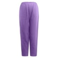 thumbnail image 5 of XFLWAM Women Fashion Solid Loose Harem Pants Capri Baggy Pants Casual Linen Long Pants Purple S, 5 of 6