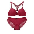 thumbnail image 4 of Bra & Brief Sets Womens Padded Bra And Lace Panty Set Underwire Front Closure Lingerie Set S, 4 of 4