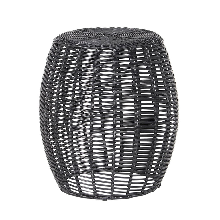 Abble Patio Wicker Side Table, Round 16-Inch Black photo 1