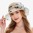 thumbnail image 2 of CENTIE Sun Hats Womens Dress Hat Wide Leaf Flower Bridal Shower Sun Hat Beach Hat Beige, 2 of 8