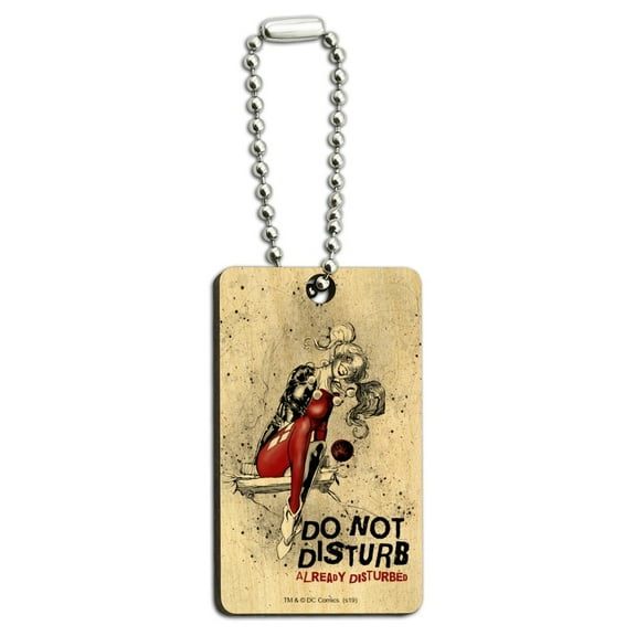 Harley Quinn Already Disturbed Wood Wooden Rectangle Keychain Key Ring