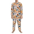 thumbnail image 3 of Honeii Cute Chickens Pattern Mens Pajamas Set,2pcs Men's Lounge Long Sleeve Sleep Shirt and Pajama Bottoms Sleepwear Set,Mens Pjs Sets-Large, 3 of 7