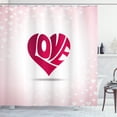 thumbnail image 1 of Ambesonne Love Shower Curtain, Heart Background Ornate, 69"Wx84"L, Pale Pink Red White, 1 of 3